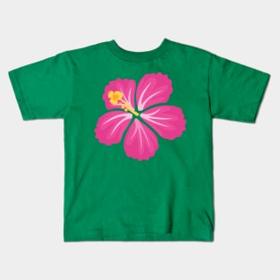 Pink Hand Drawn Hibiscus Flower Kids T-Shirt
